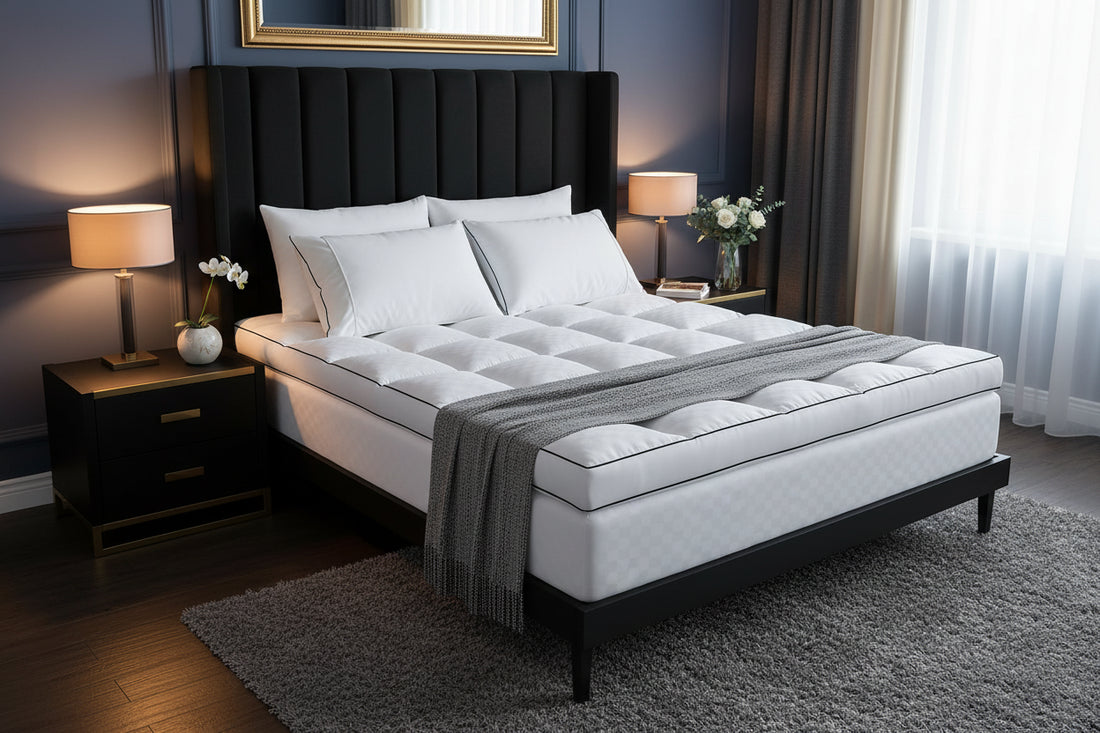 Double Mattress Topper 4 Inch/10cm Quilted, Hypoallergenic Thick Breathable Mattress Topper with Elastic Anchor Corner Straps.