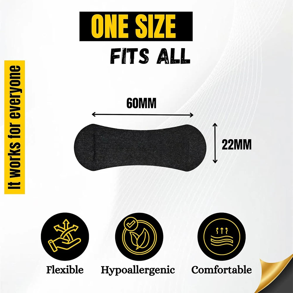 Anti Snoring Nose Strips design dimensions: 60mm long, 22mm wide, highlighting flexible, hypoallergenic, and comfortable features.