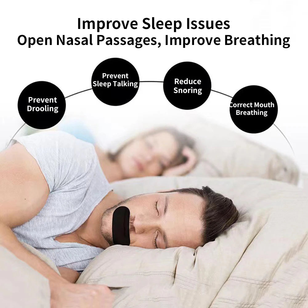 Mouth Breathing Tape ensures better sleep by promoting nasal breathing, preventing drooling and snoring, and improving overall rest.