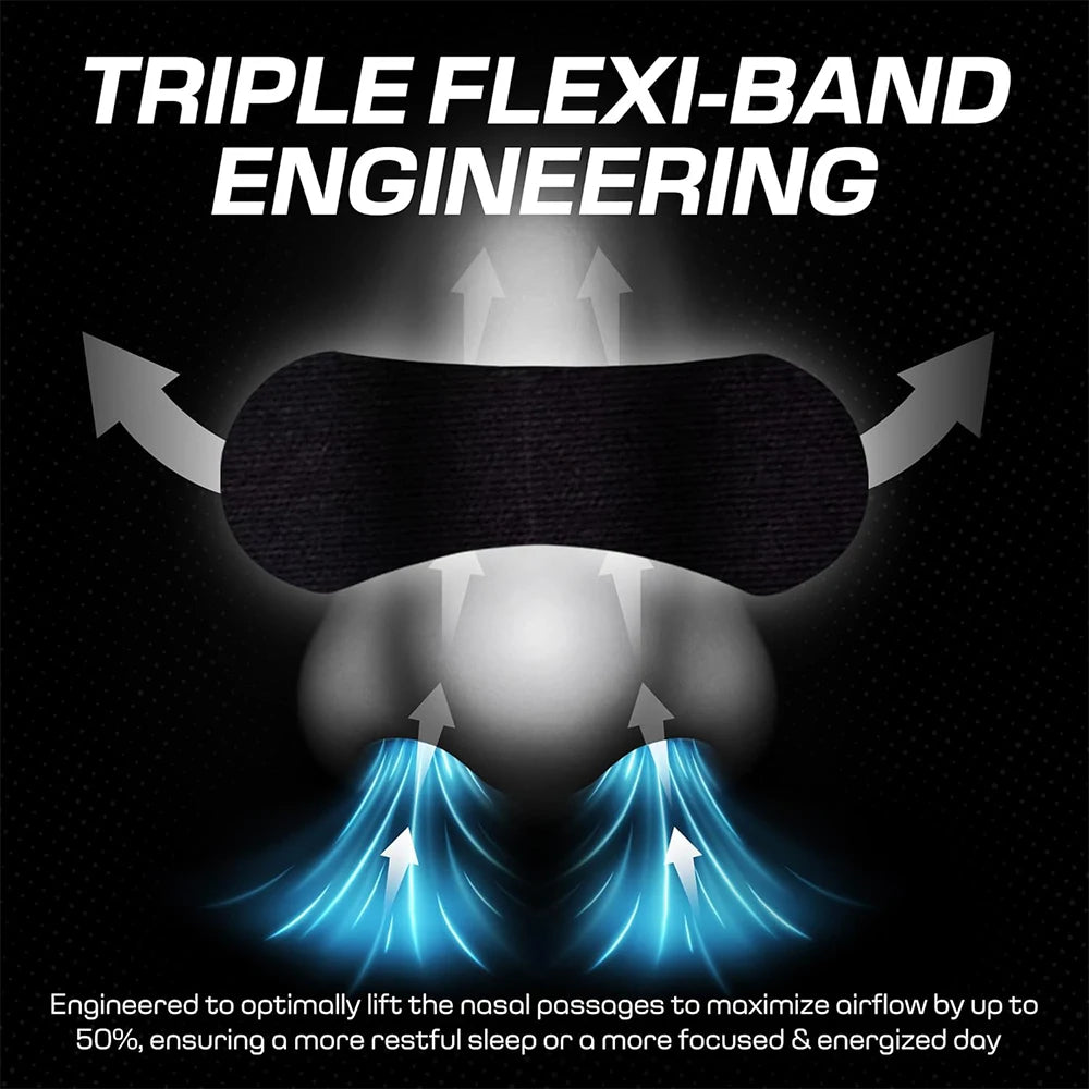 Triple Flexi-Band Engineering for Anti Snoring Nose Strips, enhancing airflow for restful sleep.