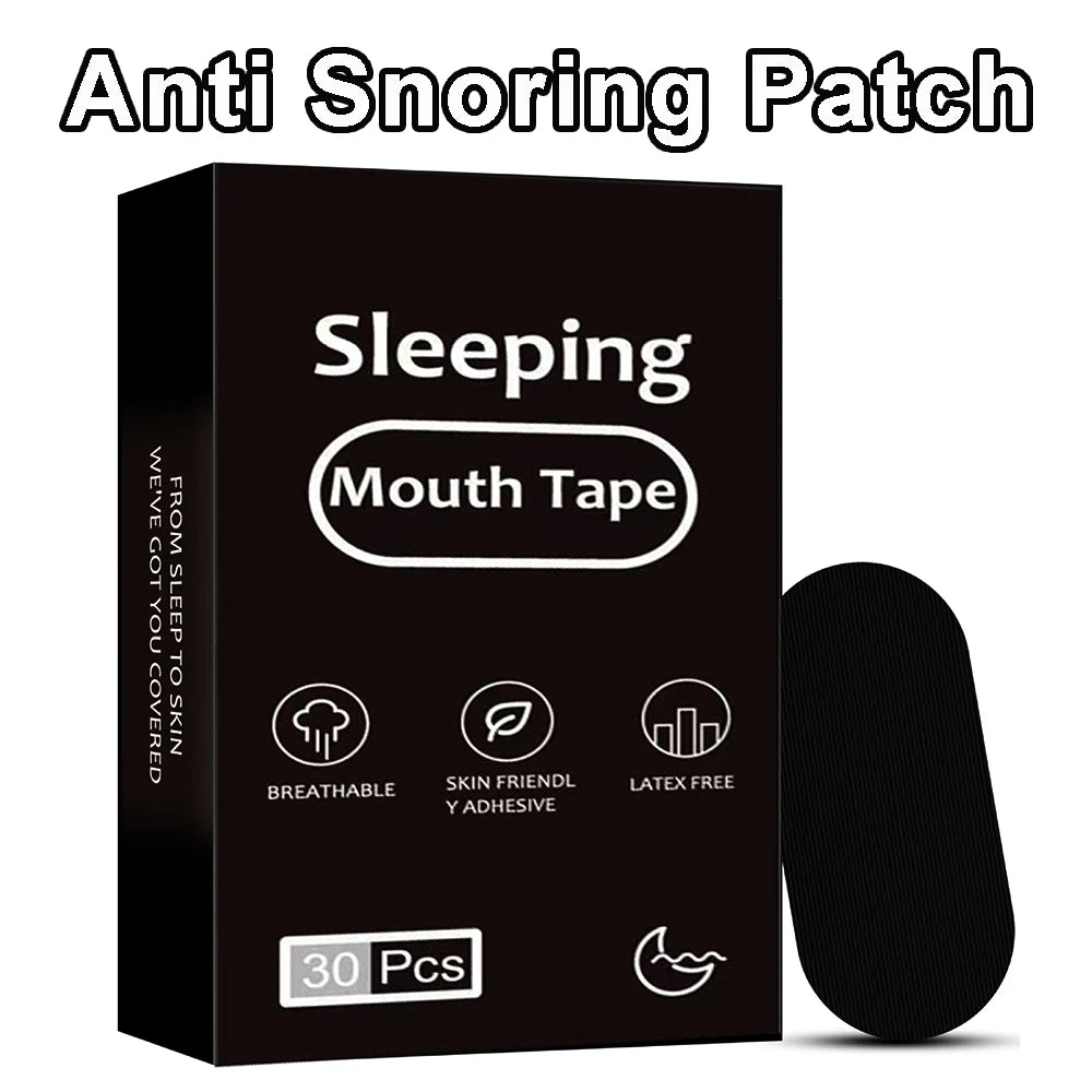Mouth Breathing Tape box with 30 patches, promoting better sleep by encouraging nasal breathing.