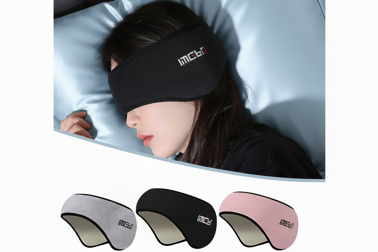Sleeping Mask With Noise Reduction worn during sleep for total blackout and quiet rest